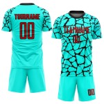 Aqua Custom Sublimation Rot-Schwarz Fußballuniform Trikot Aqua Custom Sublimation Rot-Schwarz Fußballuniform Trikot