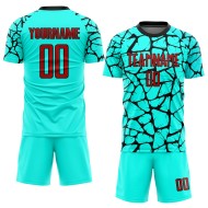 Aqua Custom Sublimation Rot-Schwarz Fußballuniform Trikot Aqua Custom Sublimation Rot-Schwarz Fußballuniform Trikot