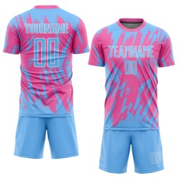 Trikot Custom Uniform Light Soccer Blau-Weiß Rosa Sublimation Trikot Custom Uniform Light Soccer Blau-Weiß Rosa Sublimation