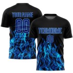 Jersey Sublimation Custom Flame Schwarz Fußball Royal-Hellblau Uniform Jersey Sublimation Custom Flame Schwarz Fußball Royal-Hellblau Uniform