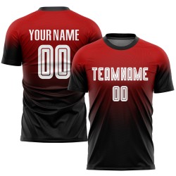 Weiß-Schwarz Verblassen Sublimation Jersey Rot Mode Uniform Fußball Weiß-Schwarz Verblassen Sublimation Jersey Rot Mode Uniform Fußball