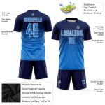 Benutzerdefinierte Fußball Blau-Weiß Uniform Navy Jersey Sublimation Pulver Benutzerdefinierte Fußball Blau-Weiß Uniform Navy Jersey Sublimation Pulver