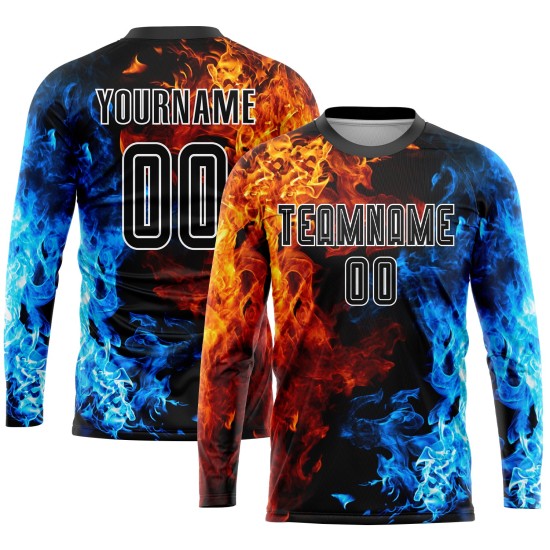 Uniform Custom Soccer Sublimation Figur Schwarz-Weiß Flamme Trikot Uniform Custom Soccer Sublimation Figur Schwarz-Weiß Flamme Trikot