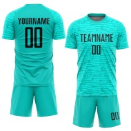 Aqua Jersey Schwarz Fußball Uniform Sublimation Custom Aqua Jersey Schwarz Fußball Uniform Sublimation Custom