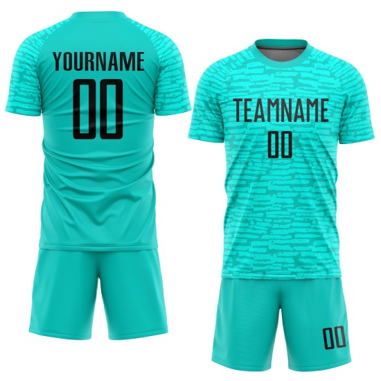 Aqua Jersey Schwarz Fußball Uniform Sublimation Custom Aqua Jersey Schwarz Fußball Uniform Sublimation Custom