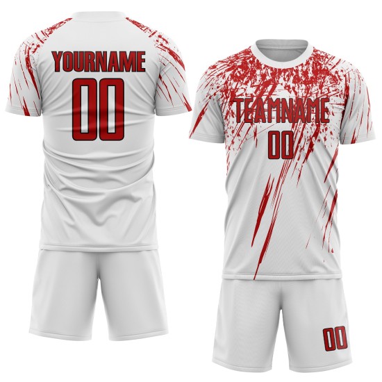 Sublimationstrikot Uniform Rot-Schwarz Custom Weiß Fußball Sublimationstrikot Uniform Rot-Schwarz Custom Weiß Fußball