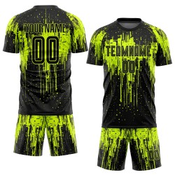 Uniform Sublimation Schwarz Neon Benutzerdefinierte Grün Jersey Fußball Uniform Sublimation Schwarz Neon Benutzerdefinierte Grün Jersey Fußball