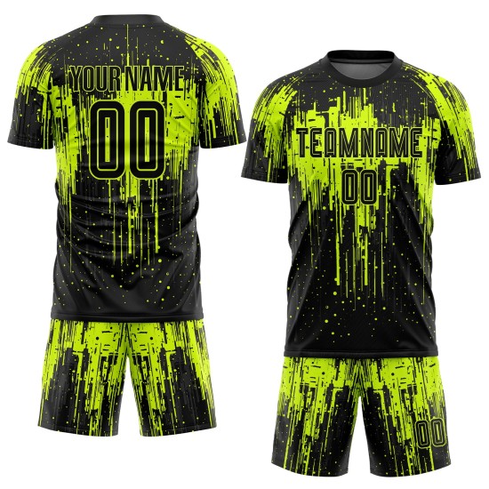 Uniform Sublimation Schwarz Neon Benutzerdefinierte Grün Jersey Fußball Uniform Sublimation Schwarz Neon Benutzerdefinierte Grün Jersey Fußball