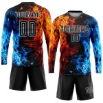 Uniform Custom Soccer Sublimation Figur Schwarz-Weiß Flamme Trikot Uniform Custom Soccer Sublimation Figur Schwarz-Weiß Flamme Trikot