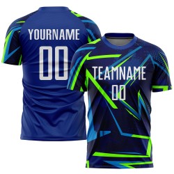 Weiß-Neon Custom Jersey Fußball Grün Sublimation Uniform Royal Weiß-Neon Custom Jersey Fußball Grün Sublimation Uniform Royal
