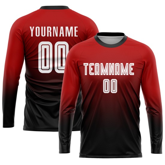 Weiß-Schwarz Verblassen Sublimation Jersey Rot Mode Uniform Fußball Weiß-Schwarz Verblassen Sublimation Jersey Rot Mode Uniform Fußball