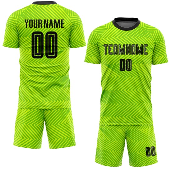 Neon Trikot Uniform Schwarz Benutzerdefinierte Grün Sublimation Fußball Neon Trikot Uniform Schwarz Benutzerdefinierte Grün Sublimation Fußball