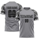 Fußball-Trikot in Schwarz-Camouflage-Uniform, Sublimation, benutzerdefiniertes graues Trikot Fußball-Trikot in Schwarz-Camouflage-Uniform, Sublimation, benutzerdefiniertes graues Trikot
