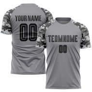 Fußball-Trikot in Schwarz-Camouflage-Uniform, Sublimation, benutzerdefiniertes graues Trikot Fußball-Trikot in Schwarz-Camouflage-Uniform, Sublimation, benutzerdefiniertes graues Trikot