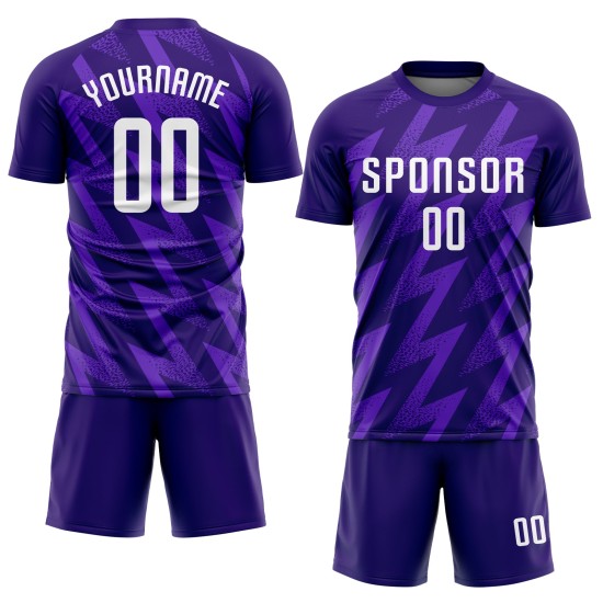 Fußballtrikot Sublimation Weiß Lila Benutzerdefinierte Uniform Fußballtrikot Sublimation Weiß Lila Benutzerdefinierte Uniform