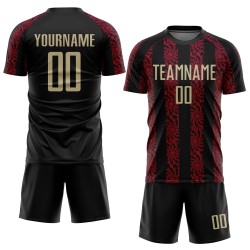 Gold-Rotes Trikot, benutzerdefinierte Sublimationsuniform, schwarzes Vegas Soccer Gold-Rotes Trikot, benutzerdefinierte Sublimationsuniform, schwarzes Vegas Soccer