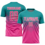 Jersey Teal Uniform Sublimation Pink-Creme Custom Fußball Jersey Teal Uniform Sublimation Pink-Creme Custom Fußball