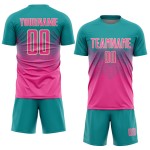 Jersey Teal Uniform Sublimation Pink-Creme Custom Fußball Jersey Teal Uniform Sublimation Pink-Creme Custom Fußball