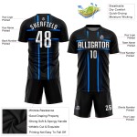 Jersey Blau Sublimation Weiß-Licht Custom Uniform Schwarz Fußball Jersey Blau Sublimation Weiß-Licht Custom Uniform Schwarz Fußball