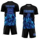Jersey Sublimation Custom Flame Schwarz Fußball Royal-Hellblau Uniform Jersey Sublimation Custom Flame Schwarz Fußball Royal-Hellblau Uniform