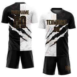 Fußball Gold Schwarz-Alt Benutzerdefinierte Muster Scratch Graffiti Uniform Jersey Sublimation Fußball Gold Schwarz-Alt Benutzerdefinierte Muster Scratch Graffiti Uniform Jersey Sublimation