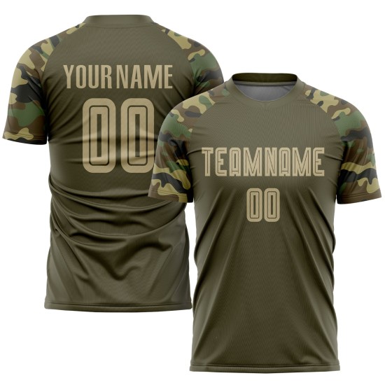 Gold-Camo Salute To Olive Sublimation Service Fußballuniform Custom Vegas Trikot Gold-Camo Salute To Olive Sublimation Service Fußballuniform Custom Vegas Trikot