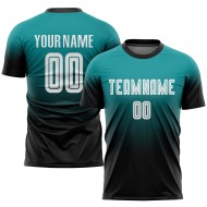 Benutzerdefinierte Teal Fußball Uniform Jersey Weiß-Schwarz Mode Sublimation Benutzerdefinierte Teal Fußball Uniform Jersey Weiß-Schwarz Mode Sublimation