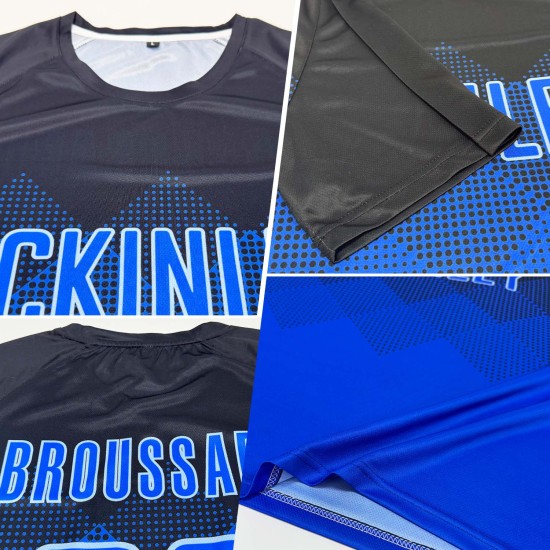 Royal-Light Sublimation Uniform Trikot Blau Fußball Custom Schwarz Royal-Light Sublimation Uniform Trikot Blau Fußball Custom Schwarz