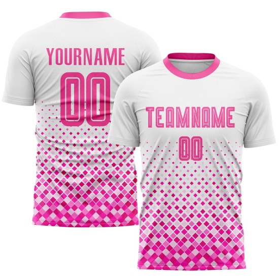 Jersey Fußball Sublimation Custom Weiß Rosa Uniform Jersey Fußball Sublimation Custom Weiß Rosa Uniform