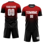 Weiß-Schwarz Verblassen Sublimation Jersey Rot Mode Uniform Fußball Weiß-Schwarz Verblassen Sublimation Jersey Rot Mode Uniform Fußball