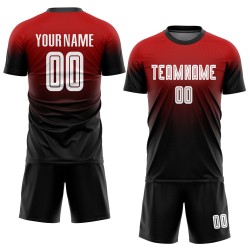 Weiß-Schwarz Verblassen Sublimation Jersey Rot Mode Uniform Fußball Weiß-Schwarz Verblassen Sublimation Jersey Rot Mode Uniform Fußball