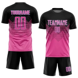 Sublimation Blau Quadratische Form Benutzerdefinierte Gradienten Uniform Fußball Rosa Jersey Schwarz-Licht Sublimation Blau Quadratische Form Benutzerdefinierte Gradienten Uniform Fußball Rosa Jersey Schwarz-Licht
