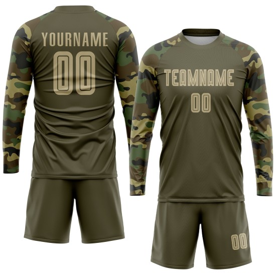 Gold-Camo Salute To Olive Sublimation Service Fußballuniform Custom Vegas Trikot Gold-Camo Salute To Olive Sublimation Service Fußballuniform Custom Vegas Trikot