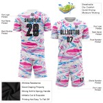 Fußballuniform Figur Custom Jersey Sublimation Schwarz-Pink Fußballuniform Figur Custom Jersey Sublimation Schwarz-Pink
