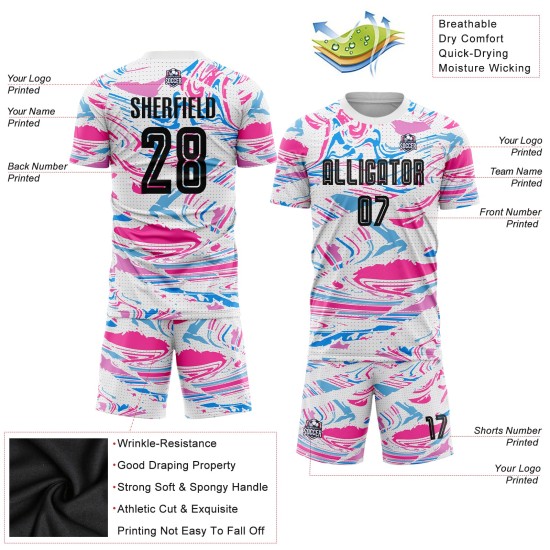 Fußballuniform Figur Custom Jersey Sublimation Schwarz-Pink Fußballuniform Figur Custom Jersey Sublimation Schwarz-Pink