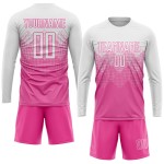 Fußballuniform Weiß Benutzerdefiniertes Rosa Sublimationstrikot Fußballuniform Weiß Benutzerdefiniertes Rosa Sublimationstrikot