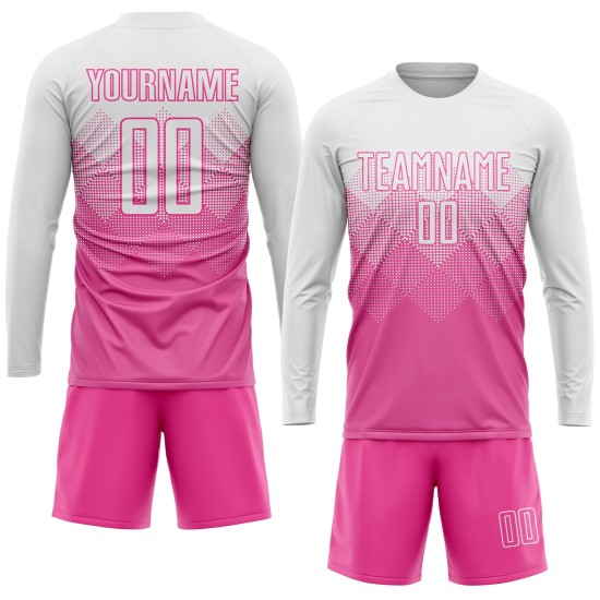 Fußballuniform Weiß Benutzerdefiniertes Rosa Sublimationstrikot Fußballuniform Weiß Benutzerdefiniertes Rosa Sublimationstrikot