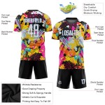 Weißlichtmuster Benutzerdefinierte blaue Fußball-Graffiti-Uniform-Trikot-Sublimation Weißlichtmuster Benutzerdefinierte blaue Fußball-Graffiti-Uniform-Trikot-Sublimation