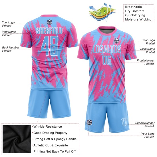 Trikot Custom Uniform Light Soccer Blau-Weiß Rosa Sublimation Trikot Custom Uniform Light Soccer Blau-Weiß Rosa Sublimation