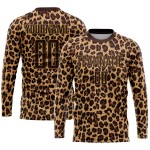 Gold Jersey Braun Sublimation Braun-Alte Uniform Leopard Fußball Custom Gold Jersey Braun Sublimation Braun-Alte Uniform Leopard Fußball Custom