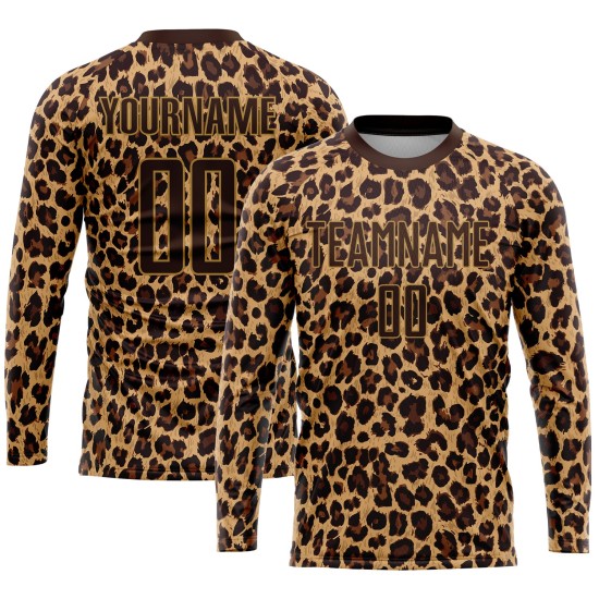 Gold Jersey Braun Sublimation Braun-Alte Uniform Leopard Fußball Custom Gold Jersey Braun Sublimation Braun-Alte Uniform Leopard Fußball Custom