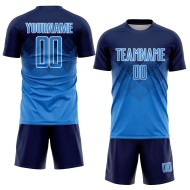 Benutzerdefinierte Fußball Blau-Weiß Uniform Navy Jersey Sublimation Pulver Benutzerdefinierte Fußball Blau-Weiß Uniform Navy Jersey Sublimation Pulver