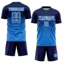 Benutzerdefinierte Fußball Blau-Weiß Uniform Navy Jersey Sublimation Pulver Benutzerdefinierte Fußball Blau-Weiß Uniform Navy Jersey Sublimation Pulver