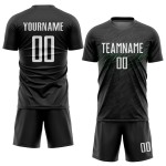 Schwarze Uniform Weiß-Neongrün Jersey Fußball Sublimation Custom Schwarze Uniform Weiß-Neongrün Jersey Fußball Sublimation Custom