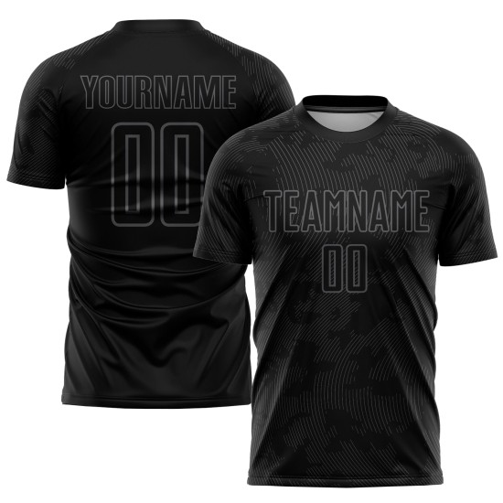 Sublimation Custom Jersey Schwarz Grau Fußballuniform Sublimation Custom Jersey Schwarz Grau Fußballuniform