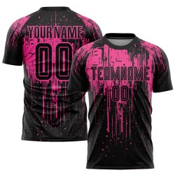 Rosa Sublimation Schwarzes Trikot Fußballuniform Custom Rosa Sublimation Schwarzes Trikot Fußballuniform Custom