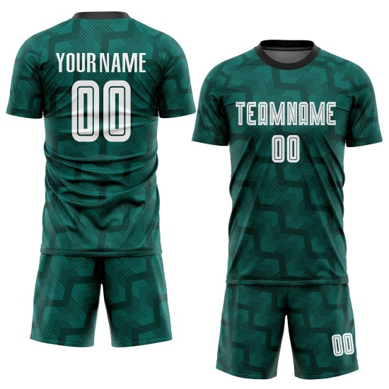 Uniform Grün Trikot Fußball Sublimation Custom Weiß-Schwarz Uniform Grün Trikot Fußball Sublimation Custom Weiß-Schwarz