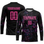 Blaue Uniform Jersey Custom Schwarz Pink-Light Fußball Sublimation Blaue Uniform Jersey Custom Schwarz Pink-Light Fußball Sublimation