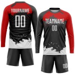 Uniform Custom Weiß-Rot Fußball Sublimation Schwarz Trikot Uniform Custom Weiß-Rot Fußball Sublimation Schwarz Trikot