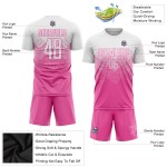Fußballuniform Weiß Benutzerdefiniertes Rosa Sublimationstrikot Fußballuniform Weiß Benutzerdefiniertes Rosa Sublimationstrikot